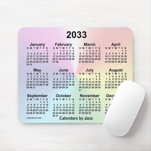 2033 Rainbow Cloud Calendar van Janz Muismat (Met muis)