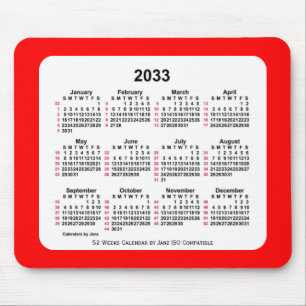 2033 Rood 52 weken ISO Agenda van Janz Two Tone Muismat