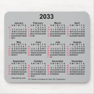 2033 Silver 52 weken ISO-kalender door Janz Muismat