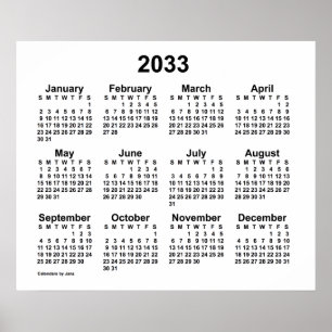 2033 White Calendar door Janz Print