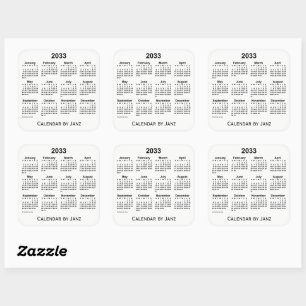 2033 White Calendar van Janz Square Sticker