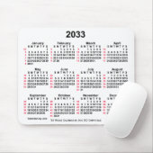 2033 Witte 52 weken ISO-kalender door Janz Muismat (Met muis)