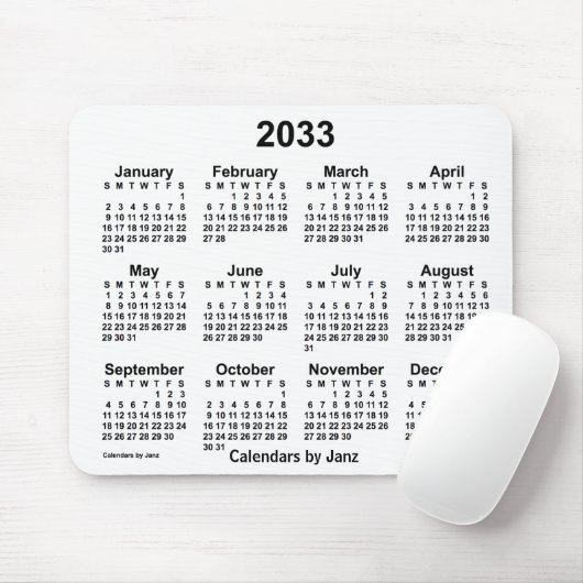 2033 Witte kalender van de Janz-Muismat Muismat (Met muis)