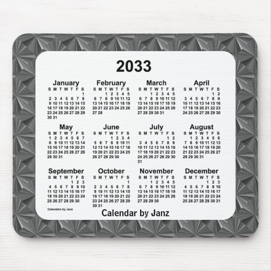 2033 Zwarte diamanten agenda van Janz Muismat (Voorkant)