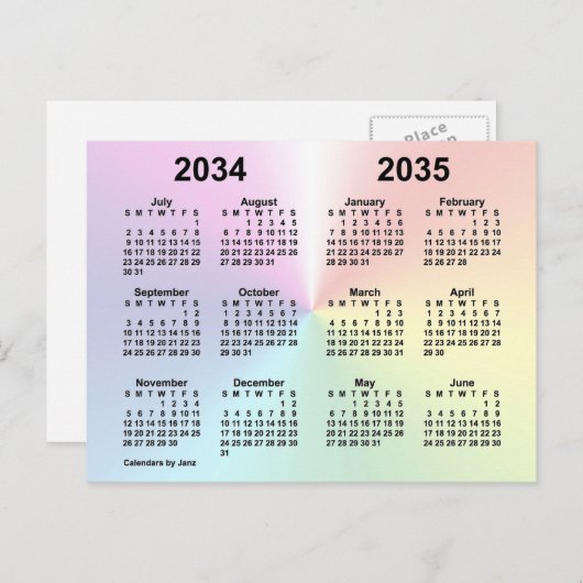 2034-2035 Rainbow Cloud School Agenda van Janz Briefkaart (Voorkant / Achterkant)