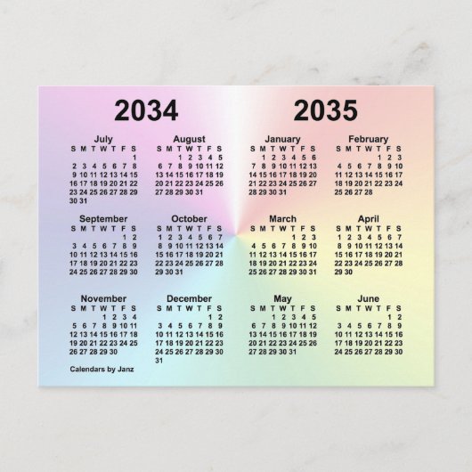 2034-2035 Rainbow Cloud School Agenda van Janz Briefkaart (Voorkant)