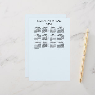 2034 Alice Blue Calendar van Janz Stationery Briefpapier