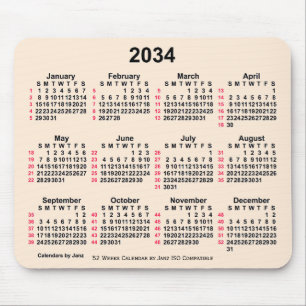 2034 Antiek wit 52 weken ISO-kalender door Janz Muismat