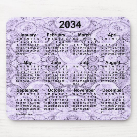 2034 Paarse agenda met kleine belletjes van Janz Muismat (Voorkant)