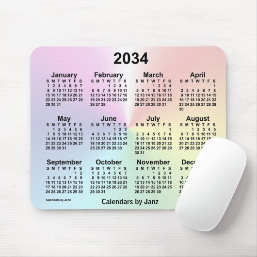 2034 Rainbow Cloud Calendar van Janz Muismat (Met muis)