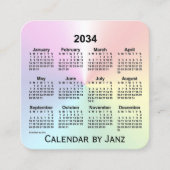 2034 Rainbow Shimmer Agenda van Janz Vierkante Visitekaartje (Voorkant)