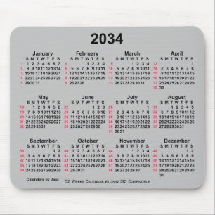 2034 Silver 52 weken ISO-kalender door Janz Muismat