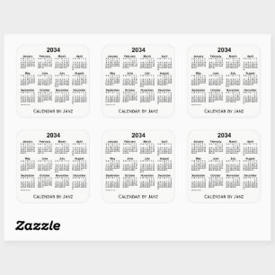 2034 White Calendar van Janz Square Sticker