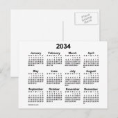 2034 White Mini Calendar van Janz Briefkaart (Voorkant / Achterkant)