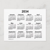 2034 White Mini Calendar van Janz Briefkaart (Voorkant)