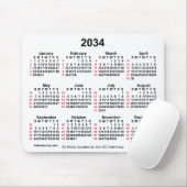 2034 Witte 52 weken ISO-kalender door Janz Muismat (Met muis)