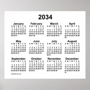 2034 Witte Kalender van Janz Print