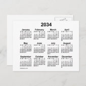 2034 Witte Mini-kalender van Janz Briefkaart (Voorkant / Achterkant)