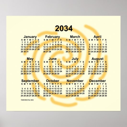 2034 Zonnedagen Agenda van Janz Poster (Voorkant)