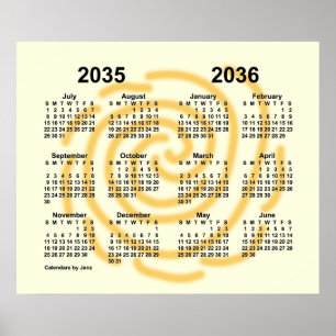 2035-2036 Zonnige Dagen Schooljaar Kalender door J Poster