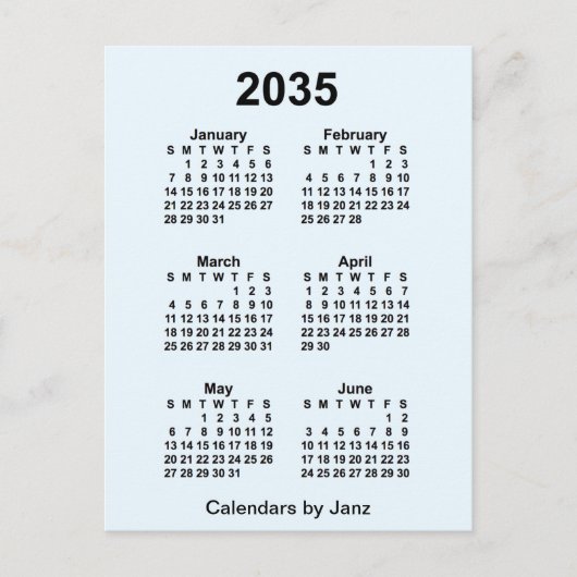2035 Alice Blue 6 Month Mini Calendar van Janz Briefkaart (Voorkant)