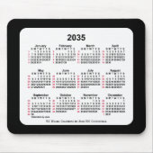 2035 Black 52 weken ISO-kalender van Janz Two Tone Muismat (Voorkant)