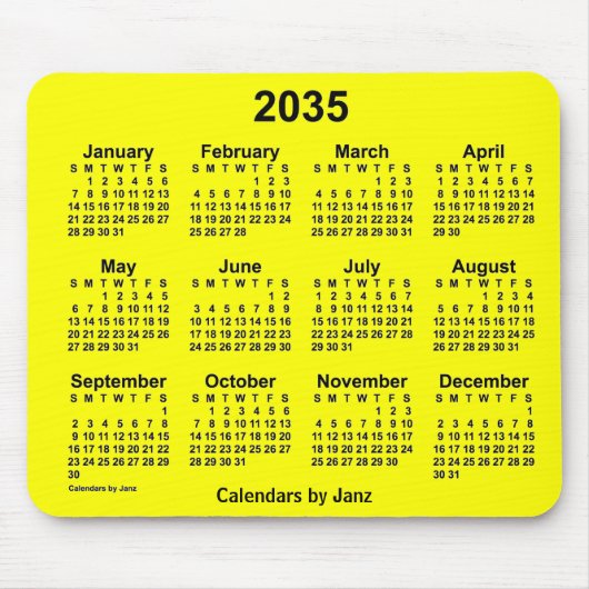 2035 Gele kalender van de Janz-Muismat Muismat (Voorkant)