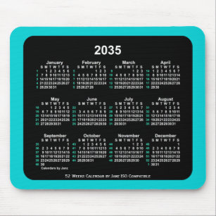2035 Neon 52 weken ISO Agenda van Janz Two Tone Muismat