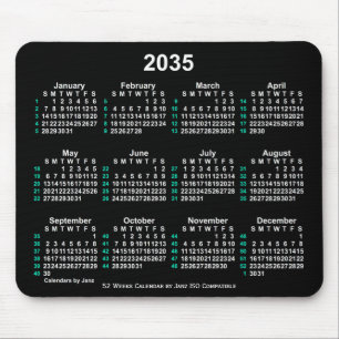 2035 Neon White 52 weken ISO-kalender door Janz Muismat