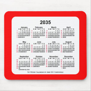 2035 Rood 52 weken ISO Agenda van Janz Two Tone Muismat