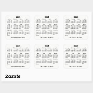 2035 White Calendar van Janz Square Sticker