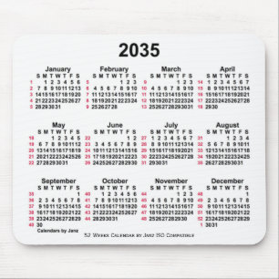 2035 Witte 52 weken ISO-kalender door Janz Muismat