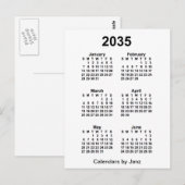 2035 Witte 6 Maanden Mini Kalender van Janz Briefkaart (Voorkant / Achterkant)