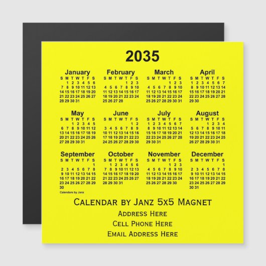 2035 Yellow Business Calendar van Janz (Voorkant / Achterkant)