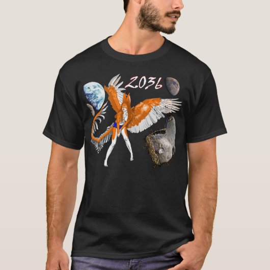 2036 asteroïde furry angel konijn dragon alien t-shirt (Voorkant)