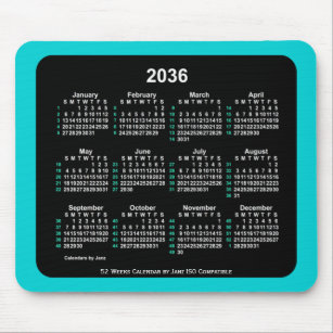 2036 Neon 52 weken ISO Agenda van Janz Two Tone Muismat