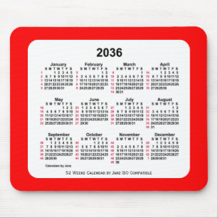 2036 Red 52 Weeks ISO Agenda van Janz Two Tone Muismat