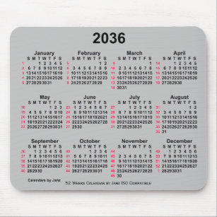 2036 Silver 52 weken ISO-kalender door Janz Muismat