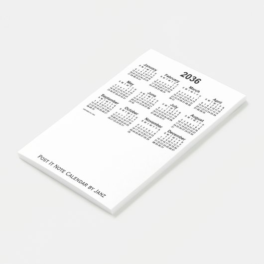 2036 White Calendar van Janz Post-it Notes (Schuin)