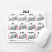 2036 Witte 52 weken ISO-kalender door Janz Muismat (Met muis)