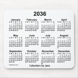 2036 Witte kalender van Janz muismat