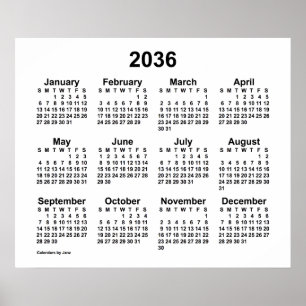 2036 Witte Kalender van Janz Print