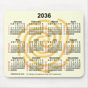2036 Zonnedagen 52 weken ISO-kalender door Janz Muismat