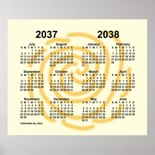 2037-2038 Zonnedagen Schooljaar Agenda van Janz Poster (Voorkant)
