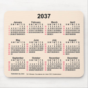 2037 Antiek wit 52 weken ISO-kalender door Janz Muismat