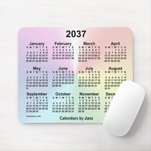 2037 Rainbow Cloud Calendar van Janz Muismat (Met muis)