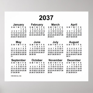 2037 White Calendar door Janz Print