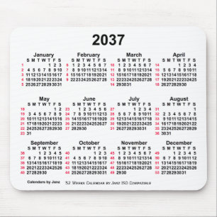 2037 Witte 52 weken ISO-kalender door Janz Muismat