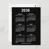 2038 Neon Wit 6 Maanden Mini Kalender van Janz Briefkaart (Voorkant / Achterkant)