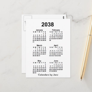 2038 Witte 6 maanden Mini Agenda van Janz Briefkaart
